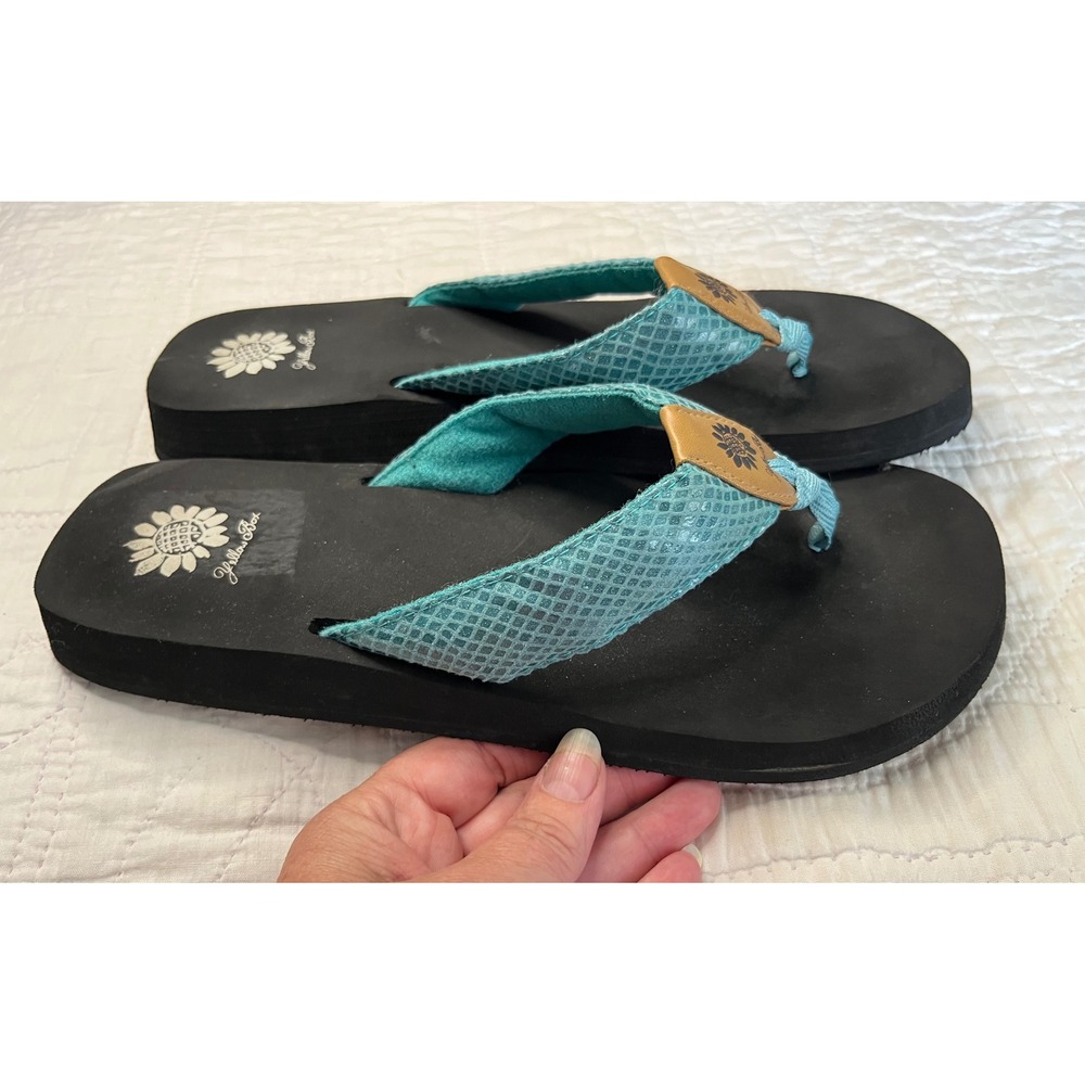 Yellow Box Womens Teal Snakeskin Print Flip Flop Platform Sandals Black Size 10 - Picture 4 of 6